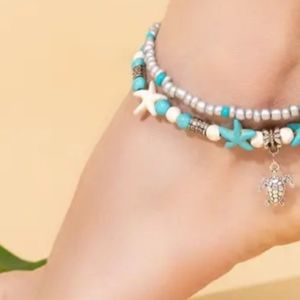 Adjustable Beaded Charm Anklet